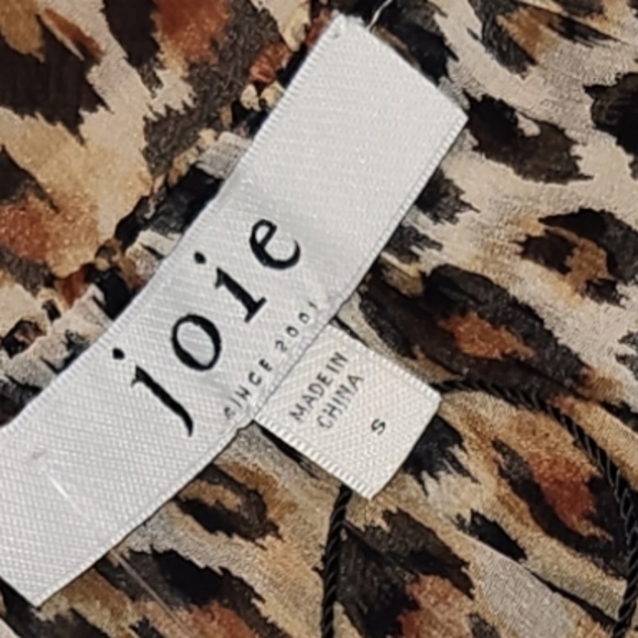 Joie Veron Silk Animal Leopard Print V-Neck Ruffle Blouse Top S - Picture 12 of 14